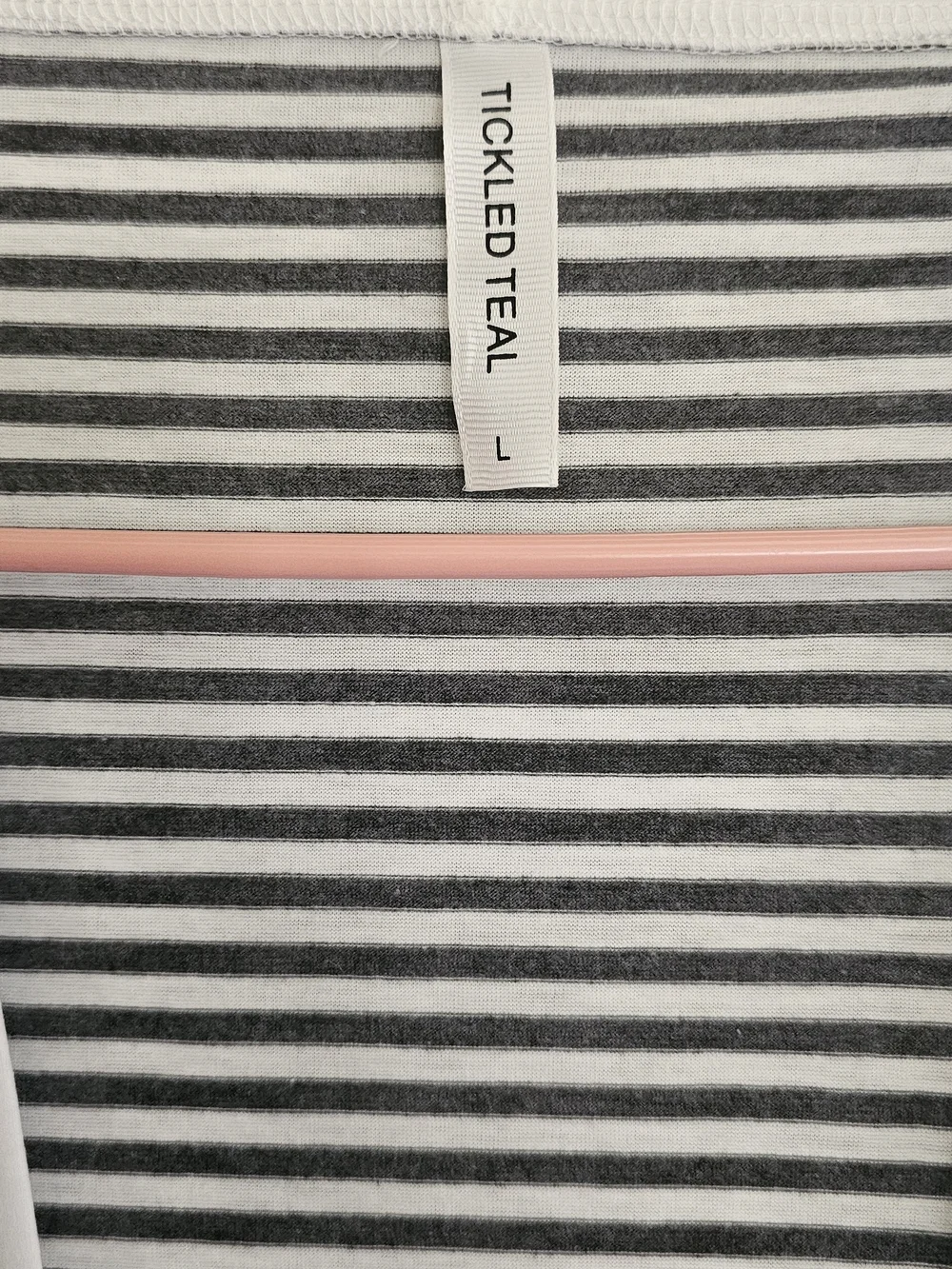 Tickled teal Grey and White Striped Open Cardigan